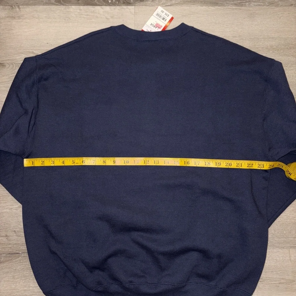 Vtg NFL New England Patriots Pullover Crewneck Sweatshirt Men's Large Navy Blue